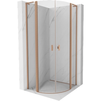 Mexen Mist L полукръгла душ кабина с отваряща се врата 90 х 90 см, прозрачна, четкана мед - 8A32L-090-090-65-00 (8A32L-090-090-65-00)