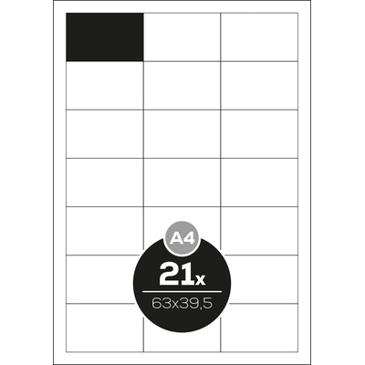 Etikety PRINT A4/100 ks, 63x39,5 - 21 etikiet, biele