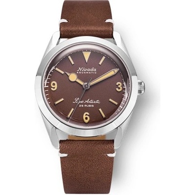 Nivada Grenchen Super Antarctic 3.6.9. Brown No Effect Beige Luminous Brown Leather White Stitching