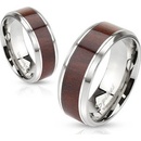 Šperky4U Ocelový prsten dekor dřevo OPR1499