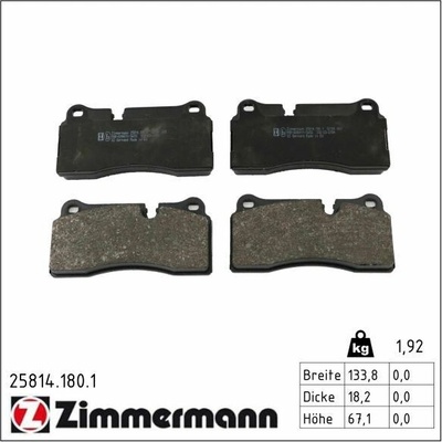 Sada brzdových platničiek kotúčovej brzdy ZIMMERMANN 25814.180.1