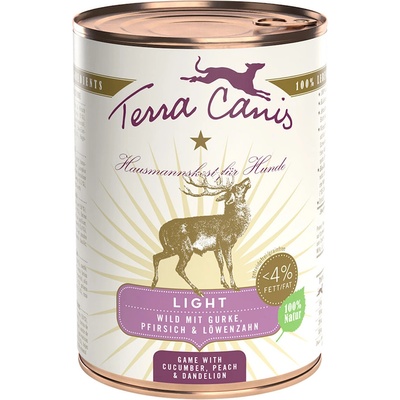 Terra Canis 12x400г Light Terra Canis, консервирана храна за кучета - дивеч с краставица, праскова и глухарче
