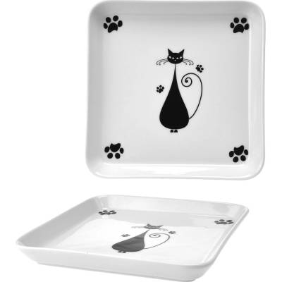 Dekorace porcelánu Atelier Pešatová Miska čtverec Black Cats 16 cm