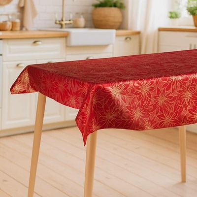 Takoy Vánoční ubrus 150x300 cm červenozlaté květiny-HT-00593 | 150 x 300 cm