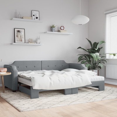 vidaXL Válenda s přistýlkou a matracemi světle šedá textil