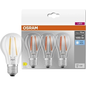 OSRAM Комплект 3 бр. LED крушки BASE CLASSIC FILAMENT A60 E27/7, 5W/230V 4000K - Osram (P228117)
