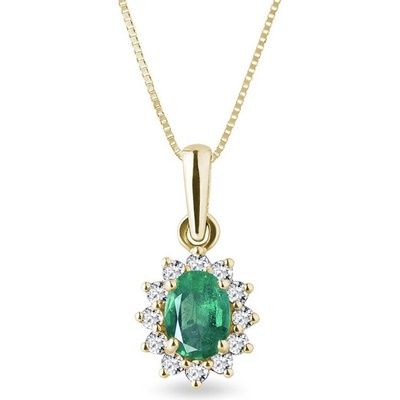 Klenota Smaragdový s diamanty ve žlutém zlatě k0206123