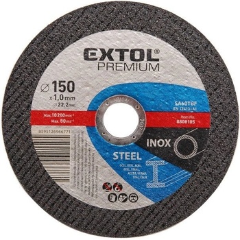 EXTOL PREMIUM řezný kotouč na ocel/nerez, 150x1,0x22,2mm