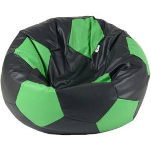 Pufrelax Пуф, топка 400л. Telstar XL - Black & Green, Еко кожа, Пълнеж от Полистиролни перли (PUF-G-TXL-PVC-BLGR)
