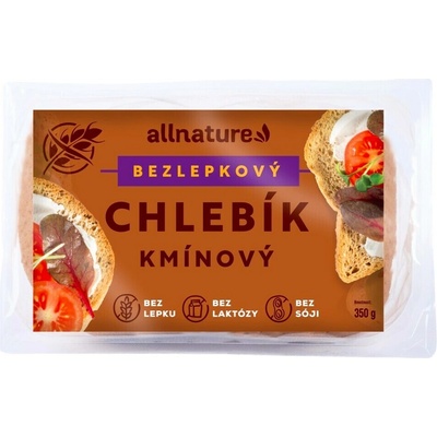 Allnature Bezlepkový chlebík kmínový 350 g