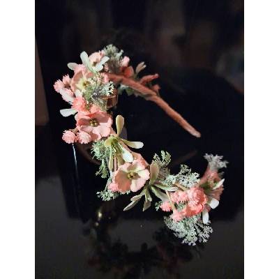 Radi handmade Диадема розови цветя пудра за впечатляваща красота (1010)