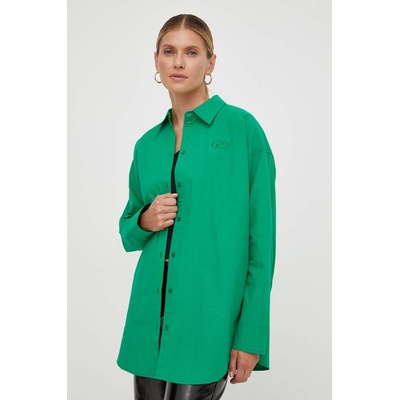 Résumé Памучна риза Résumé дамска в зелено със свободна кройка с класическа яка (17200951)