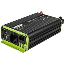 Kosun Měnič napětí výkon 300W čistý sinus UPS DC12V/AC230V USB černo-zelený KOS300-12