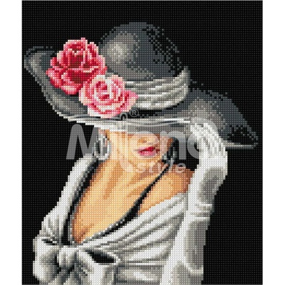 Milena Style Дама с шал - Печатана Aida 14 ct с конци Ariadna