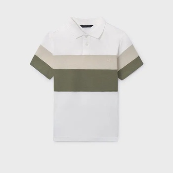 MAYORAL Бяла поло тениска къс ръкав blocking в зелено и бежово за момче Mayoral