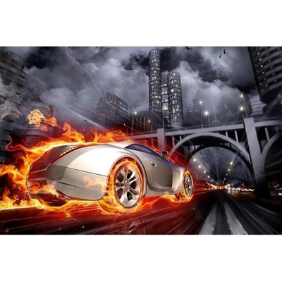 DIMEX ART Флизелинов фототапет горяща кола 375 x 250 см