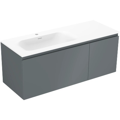 Mexen Orio шкаф за баня 120 см с умивалник Вела ляв, 1S, 1D, графит мат/бяла мат (91A13-12047-3-BBFF66-W23L01)