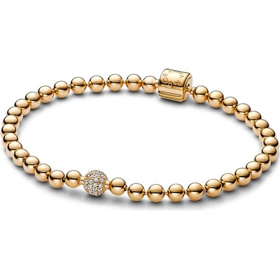 Pandora Pozlátený korálkový náramok Signature Shine 568342C01 21 cm