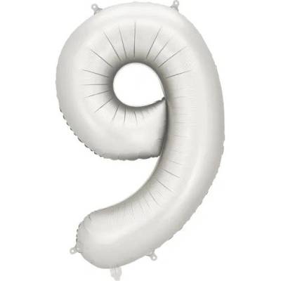 Party Deco Матиран Фолиев Балон Цифри Сребро 86 см - 9 (fb1s-9-018)