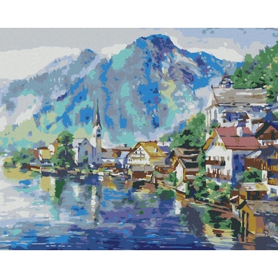zuty Malování Podle Čísel Krajina Rakouské Vesnice 40 x 50 Cm Plátno Rám