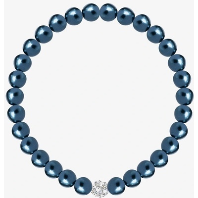 Preciosa Perlový náramek Velvet Pearl s voskovými perlemi Preciosa blue metal 2219 47