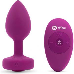 b-Vibe Вибрираща бижутерийна анална тапа S/M Фуксия