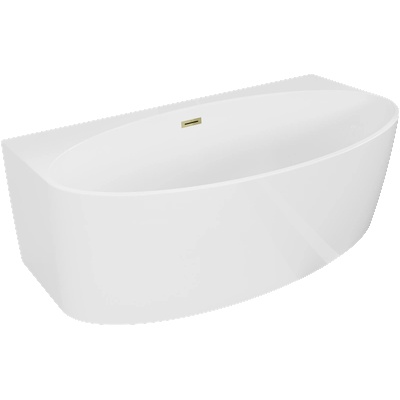 Mexen Bruna свободно стояща вана за стена 150 x 82 см, бял гланц, златен прелив (52731508200-50)