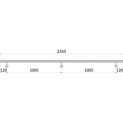 Madlo 2250mm (set: 3ks úchyt, madlo D=42,4mm s ukončením), broušená nerez K320 / AISI304
