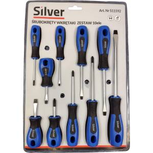 Silver Комплект отвертки плоски и кръстати 10 бр. 67481 (s11592)