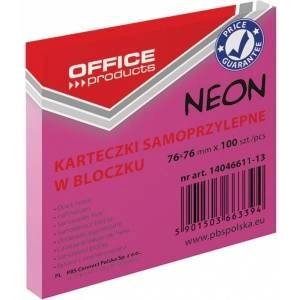 Office Products Adhesive Block OFFICE PRODUCTS, 76x76mm, 1x100 cards. , neon, pink