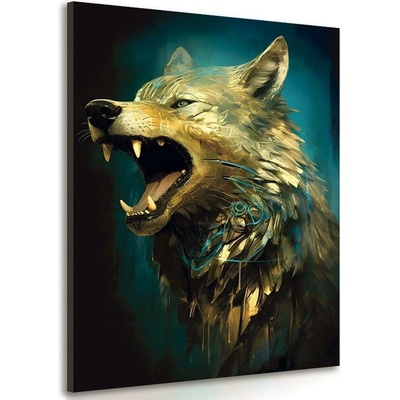 Obraz modro-zlatý vlk - 60x90