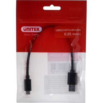 Unitek Y-C490BK USB-C - USB-A 3.1, M/M, 0,25m