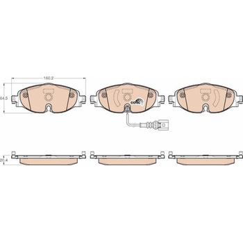Sada brzdových platničiek kotúčovej brzdy ( na jednu nápravu) TRW GDB1956 GDB1956
