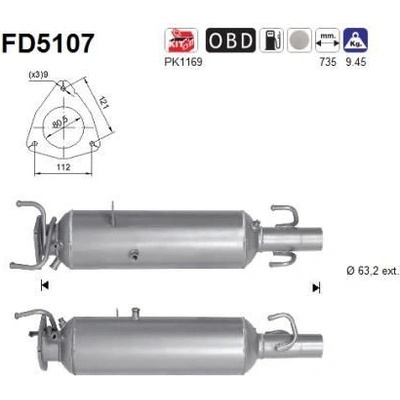 Filtr sazových částic, výfukový systém AS FD5107