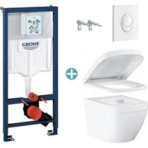 GROHE Комплект казанче Grohe Rapid SL с бяла клапа Skate Air и тоалетна чиния Grohe Euro Ceramic Triple Vortex с плавно затваряне (38722001+39328000+39330002)