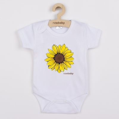 Detské body s potlačou New Baby Slnečnica krátky rukáv