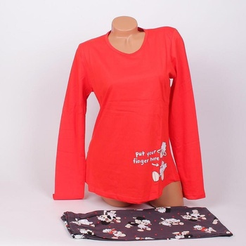 Image 1 of Дамска памучна пижама в червено и цвят антрацит