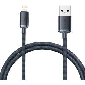 Baseus - Кабел за данни Crystal Shine (CAJY000001) - USB към Lightning, 2.4A, 1.2m - Черен