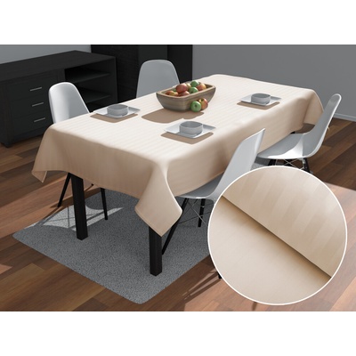 Biante Damaškový obdélníkový ubrus Atlas Gradl béžové proužky 2 cm DM-018 80x120 cm