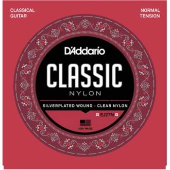 D'Addario EJ27N, Струни за класическа китара, Нормално напрежение, Прозрачни, Silver (EJ27N)