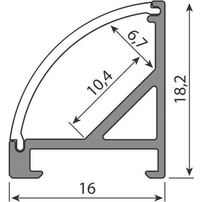 ML-761.367.07.2 Rohový hliníkový profil RC 18x16 mm včetně mléčného difuzoru 2 m