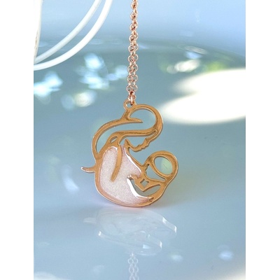 Meganflo Медальон с кърма - Майка с дете - розово злато