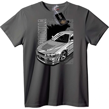 NOONEBRAND Тениска Годзила с кола - 2XL, White