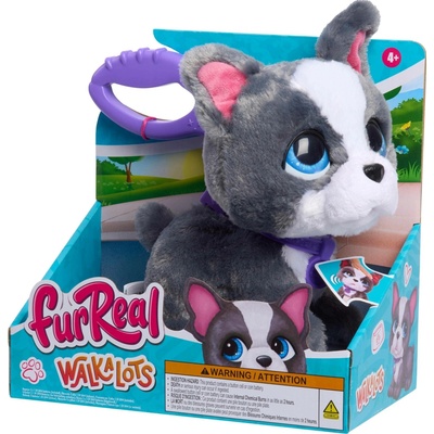 FurReal Walkalots francouzský buldoček – interaktivní plyšový pejsek na vodítku 20 cm