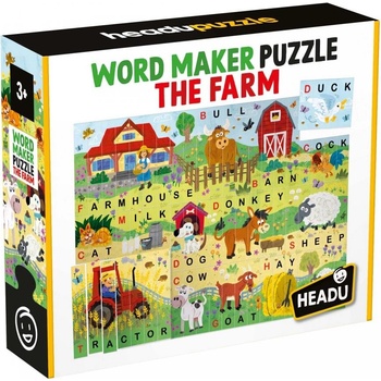Headu Образователен пъзел, Headu, Word Maker, Фермата, 67 части (HMU55232)