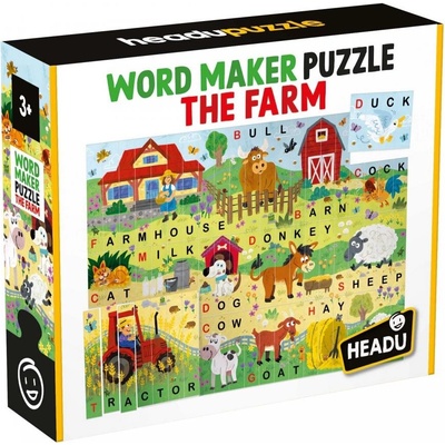 Headu Образователен пъзел, Headu, Word Maker, Фермата, 67 части (HMU55232)
