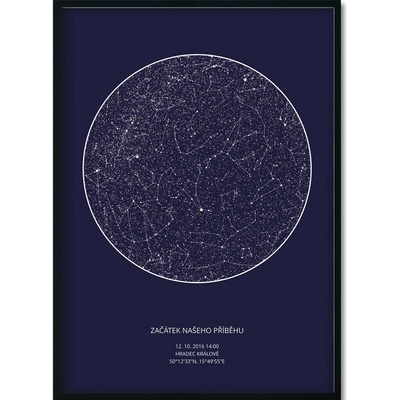 Jen tak z lásky Hvězdná mapa životního okamžiku - Váš originální dárek s hloubkou Rozměr plakátu: 30 × 40 cm (tištěný plakát), Barva pozadí: Černá