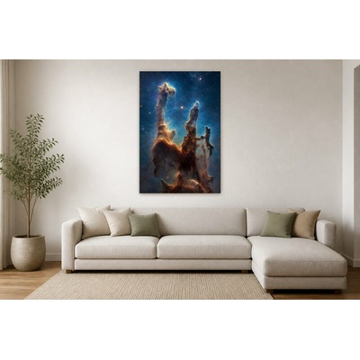 Obraz na plátně – Plynové pilíře v modré mlhovině 90 × 135 cm