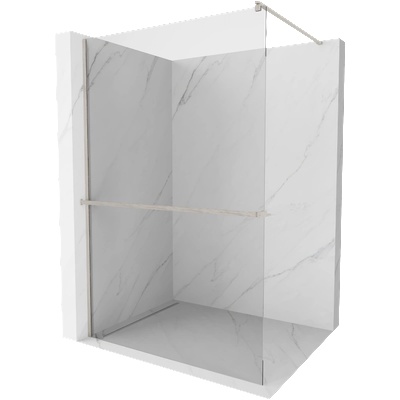 Mexen Kioto+ душ стена с рафт Walk-in 120 x 200 см, прозрачен, четкана никел - 800-120-121-97-00 (800-120-121-97-00)