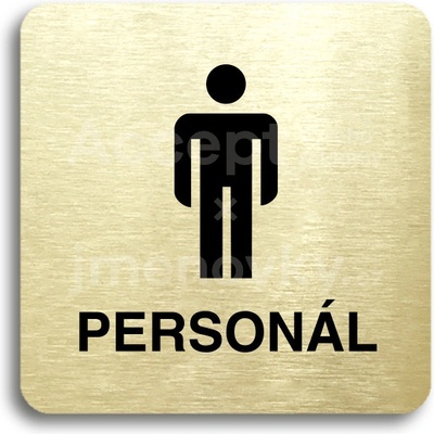 ACCEPT Piktogram WC muži personál - zlatá tabulka - černý tisk bez rámečku